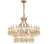 Hanging Lamp, Crystal Chandelier, V-intage Farmhouse Chandeliers, Led Flush Mounted Chandelier Pendant Light Fixture for Dining Room Living Room Laundry Room Foyer Kitchen Bedroom(75cm)