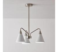 Hanging Lamp, Nordic Classical White Chrome Mid Century Ceiling Chandelier for Dining Room 3/5 Lamp Post Modern Living Hanging Pendant Adjustable Rod Lighting Fixture for Kitchen Island Bedr