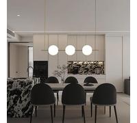 Hanging Lamp, Premium Solid Brass Modern Acrylic Ball Chandelier Elegant Ceiling Pendant Lamp for Living Room/Dining Room/Bar 3/5/9 Lights(Neutral Light,3 Balls)