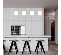 Hanging Lamp, Premium Solid Brass Modern Acrylic Ball Chandelier Elegant Ceiling Pendant Lamp for Living Room/Dining Room/Bar 3/5/9 Lights(Neutral Light,4 Balls)