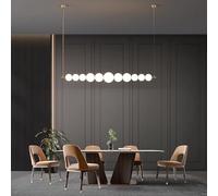 Hanging Lamp, Premium Solid Brass Modern Acrylic Ball Chandelier Elegant Ceiling Pendant Lamp for Living Room/Dining Room/Bar 3/5/9 Lights(Neutral Light,9 Balls)