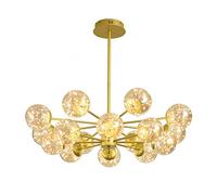 Hanging Lamp, Sputnik Chandelier Light Fixture,Brushed Brass Ceiling Light Fixture,LED Pendant Lighting for Dining Room,Bedroom,Living Room,Kitchen,Home(Tricolor,16 lights)
