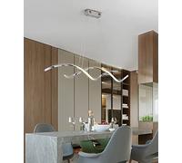 Hanging Lamp / with Remote Control LED Pendant Lamp Modern Dining Table Dimmable Ceiling Light Height Adjustable Chandelier Spiral Design Pendant Lighting, for Living Room Restaurant Kitchen (Chrome )