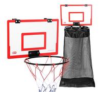 Hanging Laundry Bags Indoor,Innovative 2-in-1 Wooden Door Back Basketball Hoop and Laundry Basket with Zipper,Laundry Hamper Basketball Net with No Drill,Available in Bedroom,Bathroom (red)
