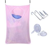 Hanging Laundry Hamper Bag, Over Door Hampers for Laundry with Stainless Steel Hooks Space Saving Wall Hanging Storage for Holding Dirty Laundry (Pink)
