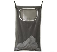 Hanging Laundry Hamper Door Storage Bag for Bathroom Organizer with Handles, Mesh Over the Door Clothes Basket with Bottom Zipper for Easy for access, Multi-Compartment(Gray Mesh Fabric)