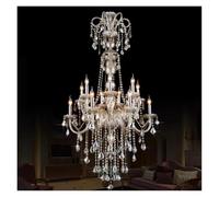 Hanging Light, European Style Penthouse Living Room with Big Chandelier Villa Hotel Lobby Crystal Lamp Spiral Staircase Long(14 Lights)