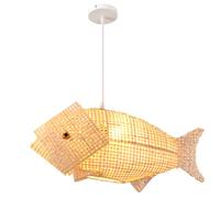 Hanging Light, Fish-Shaped Lantern Pendant Lighting, Rattan Woven Chandelier, Adjustable Cord, Drop Lights, For Dining Room Living Room Restaurant Asian Rustic Japanese Lamp Design,for Living CJSLXGBL