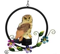 Hanging Light Owl Solar Outdoor for Patio Fence (Brown Owl Pendant) | Unique owl design, warm LED light, automatic twilight function, ideal for garden decoration
