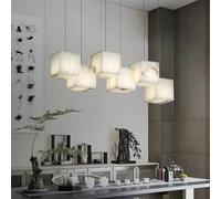 Hanging Light, Restaurant Spanish Marble Chandelier Counter Island Chinese Style Simple and Luxuriousll Tea All Copper Pedants(L72X12X200CM,Three-Colour)