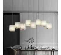 Hanging Light, Restaurant Spanish Marble Chandelier Counter Island Chinese Style Simple and Luxuriousll Tea All Copper Pedants(L96X12X200CM,Three-Colour)