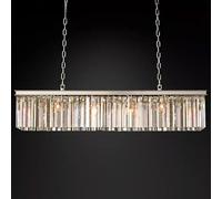 Hanging Light, Rhys Rectangular Chandelier Lustre LED Clear Crystal Ceiling Lighting Modern Dining Room Decor Prism Lamp(Warm White,L180CM_Silver)