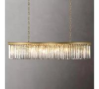 Hanging Light, Rhys Rectangular Chandelier Lustre LED Clear Crystal Ceiling Lighting Modern Dining Room Decor Prism Lamp(Cold White,L180CM_Gold)