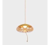 Hanging Lighting Fixture with Amber Glass Lampshade, Nordic Pendant Lights Lantern Lighting, Kitchen Island Chandelier Bedroom E27 Suspension Lamp (Size : Oblate)