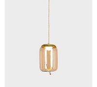 Hanging Lighting Fixture with Amber Glass Lampshade, Nordic Pendant Lights Lantern Lighting, Kitchen Island Chandelier Bedroom E27 Suspension Lamp (Size : Cylindrical)