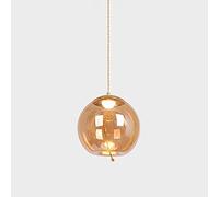 Hanging Lighting Fixture with Amber Glass Lampshade, Nordic Pendant Lights Lantern Lighting, Kitchen Island Chandelier Bedroom E27 Suspension Lamp (Size : Globe)