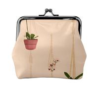 Hanging Macrame Plant Printed Kiss Lock Coin Purse, Compact and Durable, Easy to Carry
