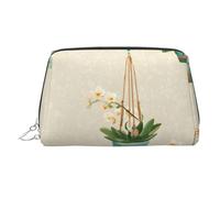 Hanging Macrame Plant Printed Leather Portable Makeup Storage Bag, Suitable for Daily Use