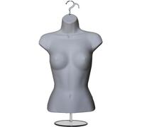 Hanging Mannequin Female Half Body Form 3/4 Bust Shop Display with Round Stand Flesh Beige