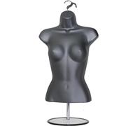 Hanging Mannequin Female Half Body Form 3/4 Bust Shop Display with Round Stand Silver