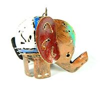 Hanging Metal Elephant Ornament Tea Light Holder - Copper, H10cm x L15cm x W10cm - Handmade Outdoor & Indoor Decoration - Unique Animal Garden Decor with Hook for Patios, Trees, Balconies