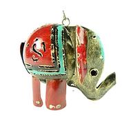 Hanging Metal Elephant Tealight Holder, Red - Approx. H10cm x L15cm x W10cm - Handmade Elephant Ornament for Indoor & Outdoor Use - Decorative Candle & Cone Incense Burner - Unique Garden & Home Gift