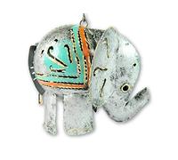 Hanging Metal Elephant Tealight Holder, Silver - Approx. H10cm x L15cm x W10cm - Handmade Ornament for Indoor & Outdoor Use - Decorative Candle & Cone Incense Burner - Unique Garden & Home Gift