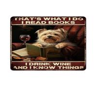 Hanging Metal Sign That's What I Do I Read Books I Drink Wine Home Decor Aluminum Tin Signs for Front Door Outdoor Cabin Bookish Gifts Librarian Bookworm Art Poster Gift for Business 10x14