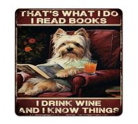 Hanging Metal Signs That's What I Do I Read Books I Drink Wine And I Know Things Man Cave Decor Garage Signs for Coffee Bar Porch Business Bookish Art Poster Gift for Dining Room 12x12 Inch