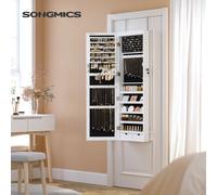 Hanging Mirrored Jewelry Cabinet Make Up Organizer Storage Wall Door Lockable