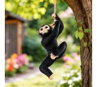 Garden Mile Hanging Monkey Garden Ornament - Swinging Resin Tree Decoration with Rope - Novelty Animal Sculpture for Indoor & Outdoor Use, Patio, Lawn, Yard & Home Décor (Hanging Monkey)