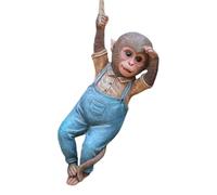 Hanging Monkey Garden Statue Garden Figure Monkey on Rope Garden Monkey Statue Hanging Monkey Sculpture Resin Hanging Monkey Garden Ornament for Outdoor Garden Lawn Patio