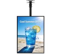 Hanging Mounted Billboards, Ultra-thin Snap Frame LED Light Box with Telescopic Boom, Menu Board LED Backlit for Restaurant, Cafe, Decoration, Exhibition, Theater, Advertisement 40 * 60cm