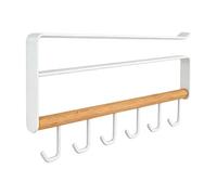 Hanging Mug Rack - 6 Hook Metal Frame, Anti Rust Coating Finish, 2kg Load Capacity, Slide Over Installation System | Space Saving Cup Storage Holder for Cabinet Wardrobe Kitchen Organization S