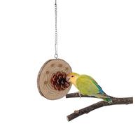 Hanging Natural Wooden Forager Toy with Cork and Pine Cone for Bird Parakeet Cockatiel Budgerigar, Conures, Love Birds, Includes 30pcs Replacement Cork