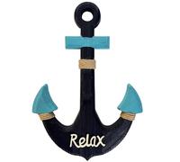 Hanging Nautical Wooden Anchor Wall Decor,18''H,Rustic Anchor Wall Art Sculpture Beach Theme Home Decoration-Blue