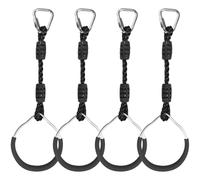 Hanging Ninja Gymnastic Ring Swing Monkey Bar Climbing Bar Jungle Fist For Outdoor Indoor Backyard Activities, 4 Black Obstacle Course Rings Kids Boys Adults Men Playground Training Equipment Play Set