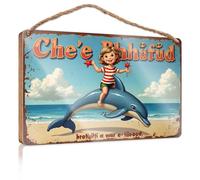 Hanging Office Signs For Doors Outside Chee Rhufud: A Magical Adventure With Dolphins On The Beach Wooded Sign Outdoor Wall Decor Outdoor Wall Decor(23X35CM)