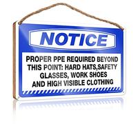 Hanging Office Signs For Doors Outside Notice Proper Ppe Required Beyond This Point Hard Wooden Sign Bar Signs For Home Bar Farmhouse Door Decor(23X35CM)