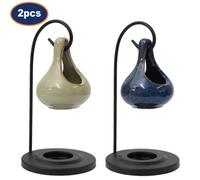Hanging Oil Burner Teardrop Shape With Stand Ceramic 2Pcs Night Light Fragrance