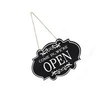 Hanging Open Closed Sign 33x20cm Double-Side Wood, Black