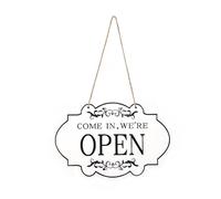 Hanging Open Closed Sign 33x20cm Double-Side Wood, White