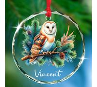 Hanging Ornaments Barn Owl Ceramic Hanging Cute Christmas Baubles Decoration Ceramics Xmas Ornament For Holiday Home Decor Vacation 7.3 Cm