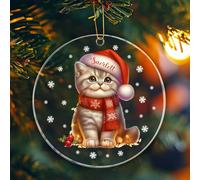 Hanging Ornaments British Shorthair Ceramic Hanging Cute Ceramics Xmas Ornament Double Sided Christmas Tree Decoration For Gift Vacation Home Decorations 7.3 CM