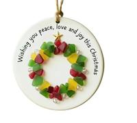 Hanging Ornaments Christmas Tree Ornament Sea Glass Christmas Tree | Decorations Pendants For Family Gatherings Vintage Metal Bell Construction for Door,Wall,Indoor Farm-Style Holiday Layout