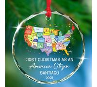 Hanging Ornaments First Christmas As An American Ceramic Hanging Funny Christmas Baubles Unique Ceramics Xmas Ornament For Gift Party Home Decor 7.3 Cm