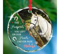 Hanging Ornaments Hoofprints You Left On Our Hearts Will Never Fade Ceramic Hanging Funny Ceramics Xmas Ornament Unique Christmas Baubles For Party Family Friends 7.3 Cm