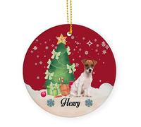 Hanging Ornaments Jack Russel Dog Ceramic Hanging Custom Ceramics Xmas Ornament Cute Christmas Tree Decoration For Friends Vacation Home Decorations 7.3 Cm