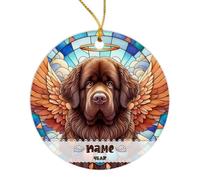 Hanging Ornaments Newfoundlands Brown Ceramic Ornament Multi-Colour Christmas Baubles Decoration Ceramics Xmas Ornament For Friends Family Kids 7.3 CM