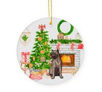 Hanging Ornaments Perro De Presa Canario Ceramic Ornament Custom Ceramics Xmas Ornament Funny Christmas Baubles For Party Gift Vacation 7.3 Cm